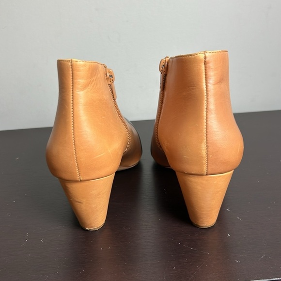 Loeffler Randall Nanette Captoe Bootie Leather Mid Heel Camel Black Sz 9 - Picture 4 of 9